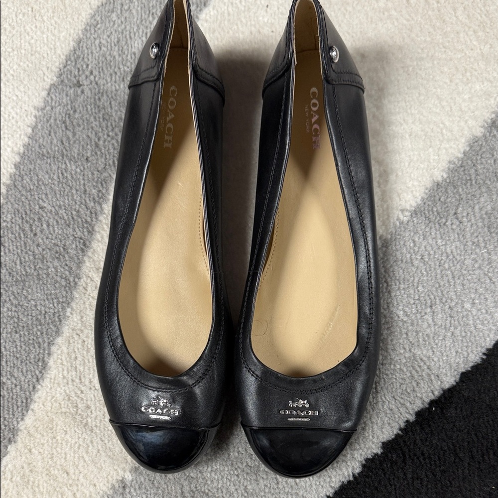 Coach Black Leather Flats